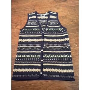 BP Nordstrom Mens Medium Shetland Wool‎ Fair Isle Sweater Vest Navy Blue